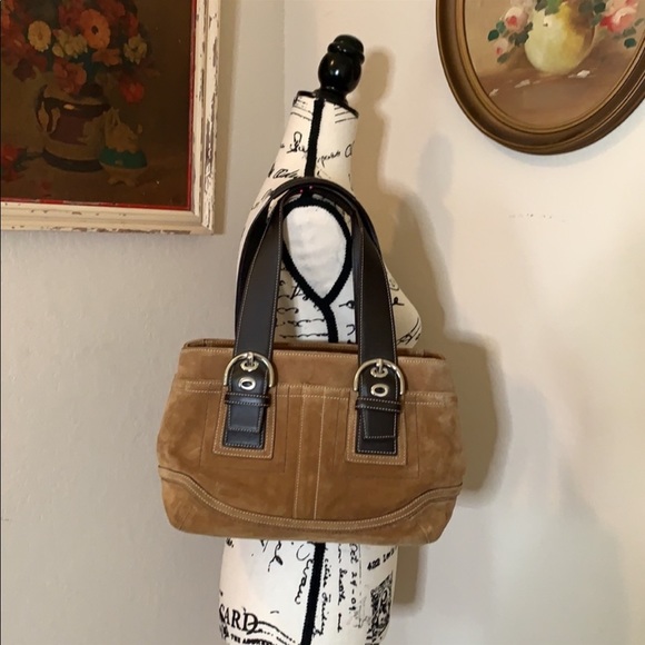 π€ Authentic Coach Suede Satchel Bag Purse - Great Condition π€ - Picture 1 of 11